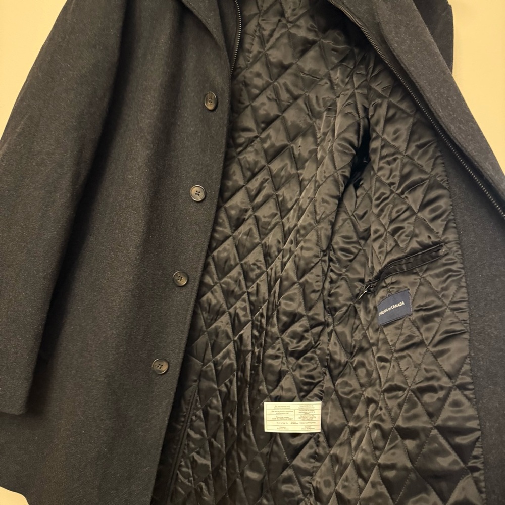 Cardinal Of Canada Mens Black Double Mock Neck Wool Blend Lined Car Coat - Picture 8 of 14